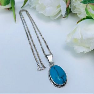 VTG Taxco Sterling 925 Turquoise Pendant Necklace